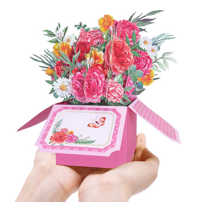Pink Flowers Pop-Up Box Card