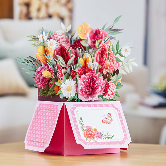 Pink Flowers Pop-Up Box Card